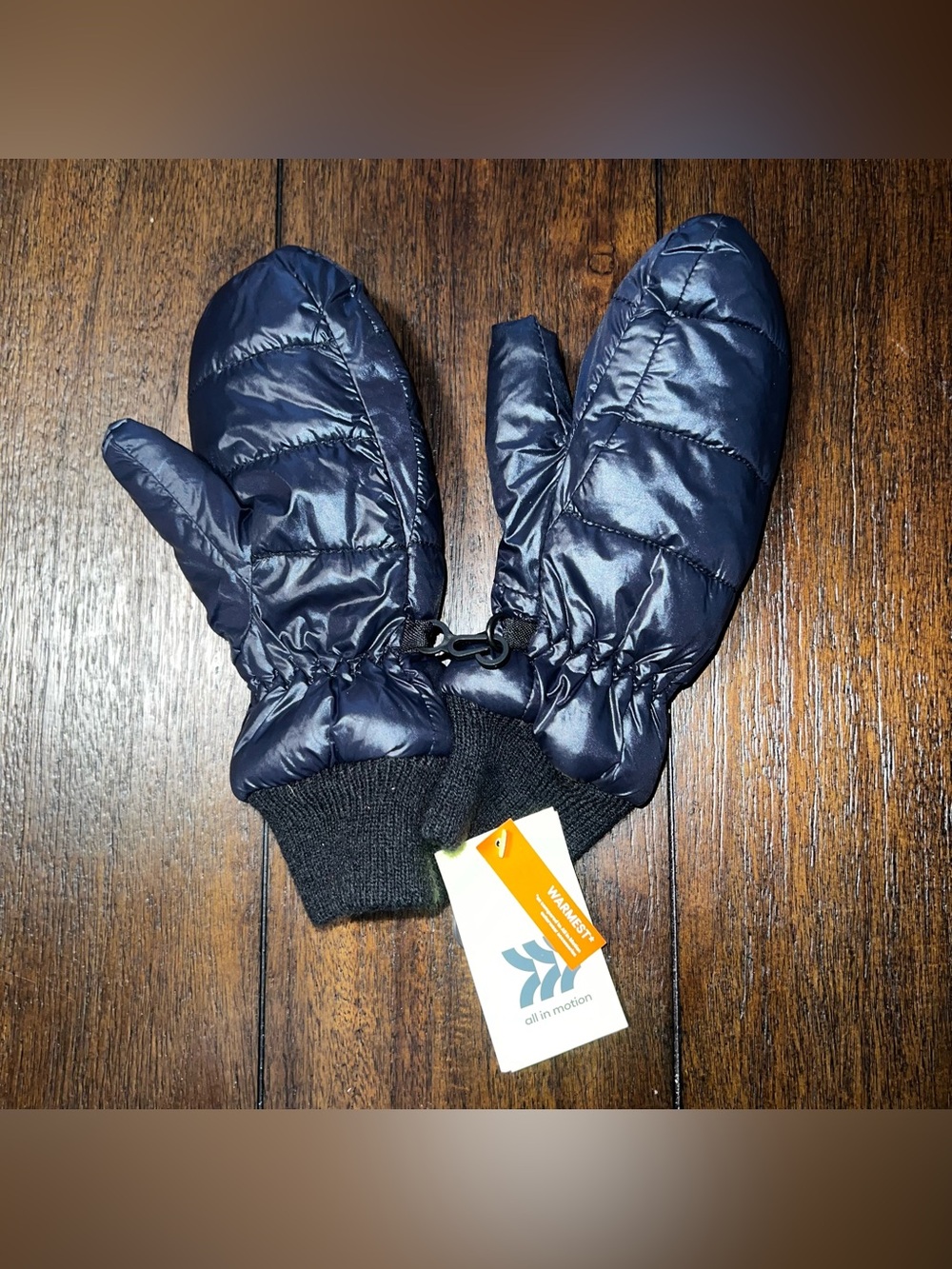 all in motion Kid’s Quilted Black Mittens with Knit Cuffs